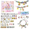 Conjunto de Caixa de Presente Azul O Mais Vendido da Amazon Pulseira de Cristal de Desenho Animado Infantil Joias Artesanais DIY Pulseira de Presente para Mulheres