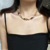 Alta calidad Estilo Vintage Citrino Natural Ojo de Tigre Estilo Maillard Doble Capa Envuelto Collar Cadena Clavícula
