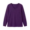 Bestseller Transfronteiriço Europeu e Americano Roupas Femininas Amazon Bolso Patch Cor Sólida Gola V Manga Longa Top Solto Casual Tricô Camiseta