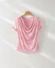 Ropa para Mujer Estilo Coreano 2026 Primavera/Verano Tencel Lana Cuello Asimétrico Manga Corta Adelgazante Ligera 5A Antibacteriana