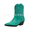 2026 Juyuan Outono/Inverno Nova Chegada Estoque Comércio Exterior Tamanho Grande Bordado Cano Baixo Botas Femininas WISH Amazon Botas de Couro Europeias/Americanas