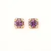 Brincos Versáteis Exquisitos de Zircônia Roxa Moda Versátil Elegante de Luxo Leve Brincos de Alto Padrão com Temperamento Simples para Mulheres