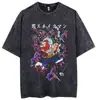 Transfronterizo Aliexpress 2025 Camiseta Retro para Hombre Ropa Urbana Harajuku Estampado de Anime Japonés Número Verano