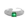 Anel Europeu e Americano Novo de Alta Qualidade Esmeralda Completo em Diamante Feminino Ins Quadrado Pequeno Fileira de Açúcar Diamante Cobre Montado Anel de Zircônia Pulseira