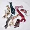 Lenço de Seda Estreito Estilo Europeu e Americano Chique Fita Estampada Lenço Veludo Fino Fashion Retrô Lenço Faixa de Cabelo Feminina Gravata Bolsa