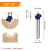 Juego de Brocas para Router de 1/4 de Vástago con Punta de Flecha para Ranurado, Tallado, Recorte, Limpieza de Esquinas, Biselado, en Forma de V, Plateado Azul Brillante, Fresa de Precisión CNC para Carpintería