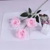 Flor Artificial de Casamento 3 Cabeças Rosa Diamante Tecido de Seda Borda Enrolada Rosa Diamante Decoração de Salão de Casamento Rosa Artificial