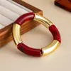 Estilo Europeu e Americano de Empilhamento de Joias Retrô Pulseira de Resina Tingida com Halo Vermelho Moda Ccb Junta de Cotovelo Pulseira Elástica