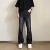 Jeans retos de perna larga com lavagem retro americana para homens, estilo fino de verão, alta rua da moda, calça casual estilosa e versátil