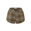 Conjunto de Camiseta de Manga Larga Base y Shorts a Cuadros Estilo Americano Picante Diseño de Nicho Patchwork Nuevo Primavera 2026