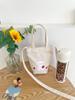 Bolsa Linda de Taza de Agua de Dibujos Animados, Bolsa Portátil para Botella de Agua Estilo Primavera Japonés y Coreano, Bolso Cruzado para Cosméticos, Bolso Tipo Cartera de Lona para Estudiante