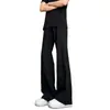 Pantalones de traje de pierna curva versátiles estilo Hong Kong para hombre, otoño, temperamento simple, sin planchado, tacto de alta gama, microcampana, largos