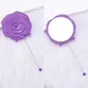 Espejo Pequeño de Flor Rosa Retro Estilo Europeo con Cuentas DIY, Espejo de Maquillaje de Belleza, Espejo de Mango, Espejo Portátil para Retoques de Maquillaje