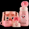 Taza Térmica Oso para Niños con Popote Botella de Agua Grado Alimenticio 316 para Niños y Niñas Acero Inoxidable 316