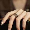 Anillo abierto de estilo vintage con borlas y cuentas redondas de estilo industrial pesado de Niche para mujer, diseño antiguo, estilo hueco