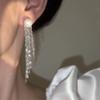 Brincos integrados de franja cascata prateada, franja de pérola, alta qualidade, luxo leve, brincos de franja versáteis, pino de prata S925