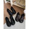 Sapatos de Couro Pequenos de Solado Grosso Estilo Retrô Francês Britânico para Mulheres 2025 Novos Mocassins Versáteis de Verão que Aumentam a Altura e Podem Ser Combinados com Saias