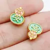 Cuentas espaciadoras de calabaza de aceite con goteo de oro estilo chino con agujero pasante, monedas de la fortuna, accesorios para pulseras DIY que atraen la riqueza