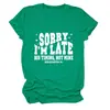 Desculpe o Atraso A dele Amazon Ebay Estação Independente Camiseta Feminina Simples e Confortável com Gola Redonda e Manga Curta