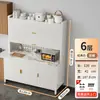 Estante de cocina de pie multicapa, gabinete para horno de microondas, aparador multifuncional de acero al carbono, encimera de losa de roca, gabinete