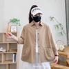 Camisa de trabajo informal holgada de verano para mujer, combina con todo, con diseño de bolsillo grande, estilo moderno, ajustada, de color liso.