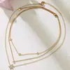 Xinyixinxin Collar de Doble Capa con Colgante de Flor Completa de Circonita Diamantada Simple y Moderno Set de Anillo y Pulsera de Acero Inoxidable