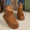Botas de nieve para mujer talla 44 con forro polar, punta redonda, nuevo modelo otoño e invierno, botas de algodón Amazon, suela gruesa, venta al por mayor, sin cordones, talla grande, comercio exterior 2025