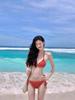 Maiô Bikini Feminino de Três Peças com Decote Halter Estampado Proteção Solar Saída de Praia Estilo Puro Desejo Emagrecedor Roupa de Banho para Férias