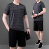 Traje de Ropa de Verano para Papá Camiseta de Manga Corta de Seda de Hielo para Hombre Verano Mediana Edad y Ancianos Cuello Redondo Ropa Deportiva Casual para Papá