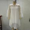 Vestido de gasa con dobladillo irregular y mangas de siete puntos con costuras de encaje europeo y americano, disponible en eBay, Amazon y AliExpress.