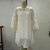 EBay Amazon AliExpress Vestido de chiffon com costura de renda europeia e americana, manga de sete pontos, bainha irregular, em estoque