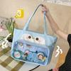 Conejo de Dibujos Animados Bolsa de Dolor para Comida Pequeña Bolso de Mano Transparente de Gran Capacidad Bolso Tote de Felpa Secundario Bolsa General para Estudiantes