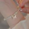 Pulsera de Mariposa de Plata Rota de Piedra de Jade Hetian para Mujer 2024 Nuevo Nicho de Lujo Ligero Exquisita Cuentas de Transferencia Pulsera para Novia