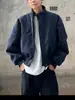 Chaqueta Bomber Retro Americana con Cuello Alto para Hombre, Nuevo Estilo Otoño e Invierno, Corte Limpio, Chaqueta Corta Suelta y Versátil