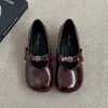 Zapatos de Noche Suaves Estilo Francés con un Aire Vintage, Zapatos Planos Mary Jane de Punta Redonda para Mujer, Versátiles con Faldas, Zapatos Bajos de Piel