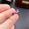Anillo de Rubí Natural Transfronterizo de Amazon Plata S925 Piedra Principal 3*3 Joyería de Lujo Venta Directa de Fábrica