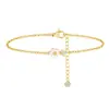Pulseira de Cobre Banhado com Zircônia e Pérola Design de Nicho Transfronteiriço Amazon Moda Luxo Leve Versátil para o Dia a Dia Temperamento Joia de Mão