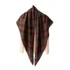 Lenço de Seda e Lã Novo Estilo, Versátil e Elegante, Lenço Triangular Listrado com Bainha Enrolada à Mão, Lenço Decorativo para Pescoço Feminino, Sensação de Alto Padrão