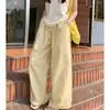 (Tela jacquard original) Pantalones casuales de lunares coloridos de cintura alta para mujer, pantalones largos versátiles rectos holgados de verano