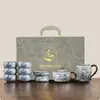 Estética da Dinastia Song Porcelana Azul e Branca Conjunto de Chá 2026 Nova Caixa de Presente para Presentear Idosos Luxo Leve Bule de Chá Kiln Ru Xícaras de Chá