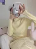 Suéter de Punto Suave y Esponjoso de Color Sólido con Cuello Semi-Alto para Mujer, Grueso y Cálido para Otoño e Invierno, Top Básico Simple Interior