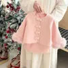 Conjunto de Dos Piezas Ningli 2025 Nuevo Otoño e Invierno para Niña con Chaqueta de Puño de Piel Pequeña Fragante y Falda Gruesa de Moda para Bebé