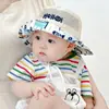 Chapéu de Sol com Proteção Solar Infantil, Chapéu de Malha de Verão para Bebê, Chapéu de Pescador Respirável para Meninos e Meninas, Chapéu de Sol Estilo Coreano com Aba Larga