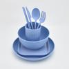 Amazon Juego de 8 Piezas de Paja de Trigo Tazón y Platillo Taza Cuchara Palillos Vajilla Tazón Plato de Cena Plato de Taza Cuchillo y Tenedor Cuchara Juego de Vajilla