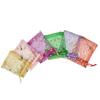 Bolsa de Regalo de Organza con Cordón Estampada en Oro 7*9, Bolsa Pequeña para Empaque de Joyería, Bolsa de Malla de Alta Gama con Cordón