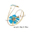 Pulseira de Braço Aberta Flor com Gotejamento de Óleo Novo Vintage Europeu e Americano, Anel de Braço Ajustável Irregular Criativo Personalizado Enrolado