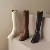 428~Botas de Montura de Cuero de Lujo de Alta Calidad, Cómodas y que Aumentan la Altura, con Tacón de 5 cm, Cremallera Lateral, Botas Altas Largas para Otoño e Invierno