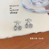 Coleção de Brincos de Pino Reto Gato Kt com Microincrustação de Zircônia em Cobre Desenho Animado para Mulheres, Agulha de Prata Fofo Doce Cool Brincos de Estudante