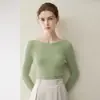 Novedad Otoño/Invierno 2026 100% Cachemir Tejido de una pieza Cuello redondo Manga larga Corte ajustado Jersey de cachemir favorecedor
