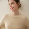 26 Nuevos Suéteres de Cachemira de Alta Gama para Mujer de Otoño e Invierno, Cuello Alto Medio, Color Sólido, Suéter de Punto Versátil, Top Básico Holgado